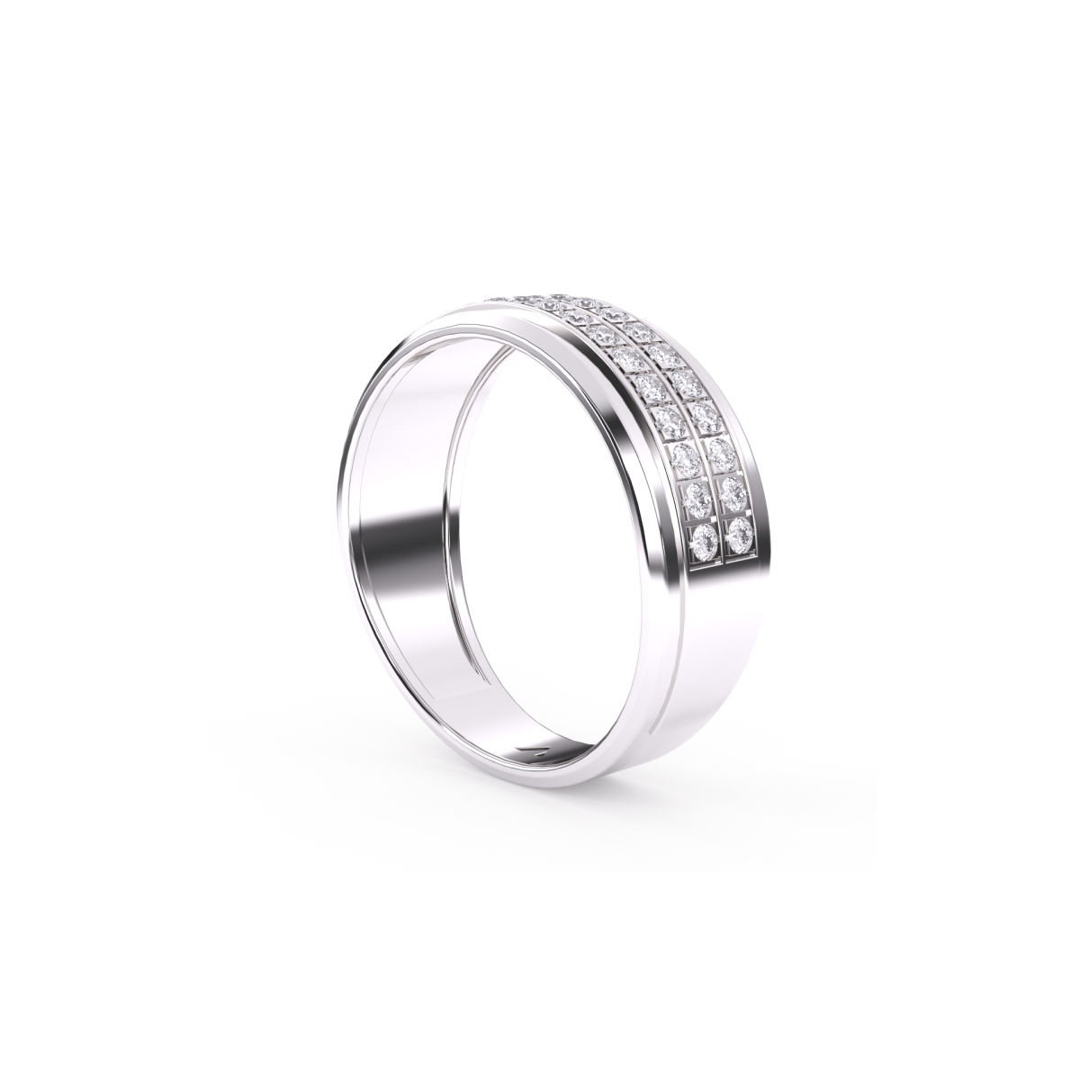 Half Eternity Two Row Diamond Wedding Band